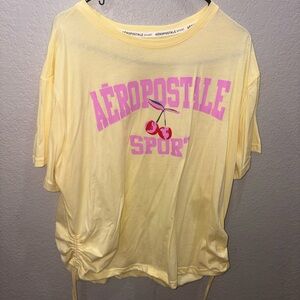 Aeropostale Sport Yellow Tee with Pink and Cherry Design